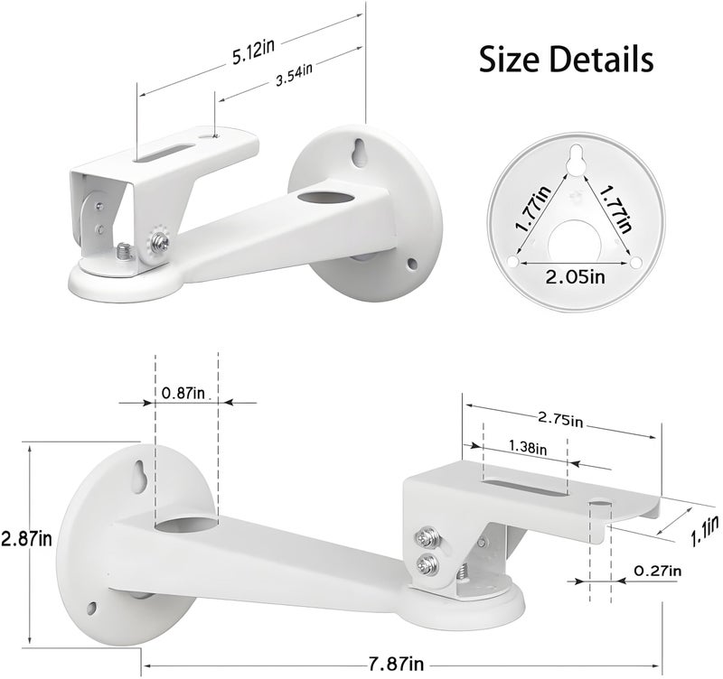 2-Be-Best Mini Projector Wall Mount 360Â° Rotation 7.8â€ Length 11 lbs Load Projector Wall Mount White - Image 5